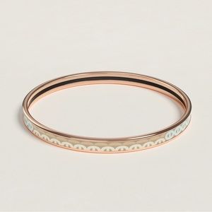 Hermes Rose Gold Enamel Printed Bangle